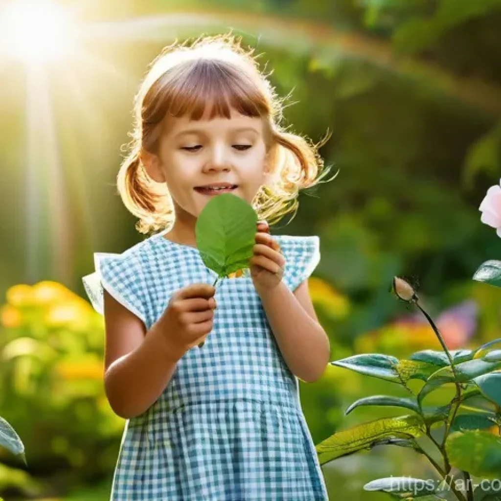 야외 학습에 적합한 과목 선정 - **Nature's Little Explorers:** A diverse group of children, aged 6-10, are in a sun-dappled, lush ga...