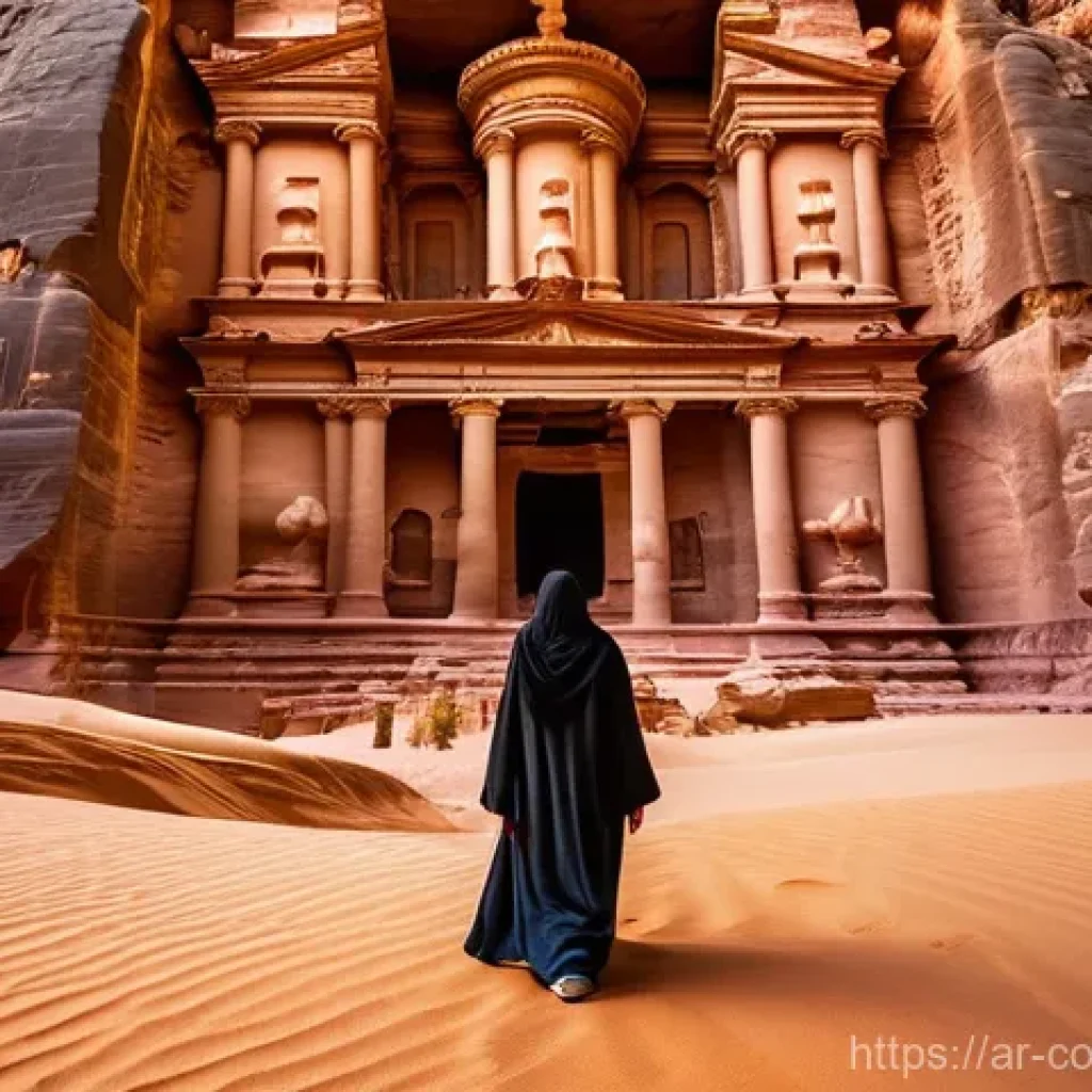 자연 탐방과 역사 교육의 융합 - **Prompt 1: Ancient Wonders of the Desert**
"A majestic, wide-angle shot of a lone traveler, a w...