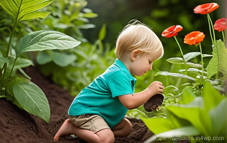 야외 과학 교육의 중요성 - **Prompt 1: Outdoor Sensory Exploration**
"A group of diverse children, aged 6-10, are joyfully ...
