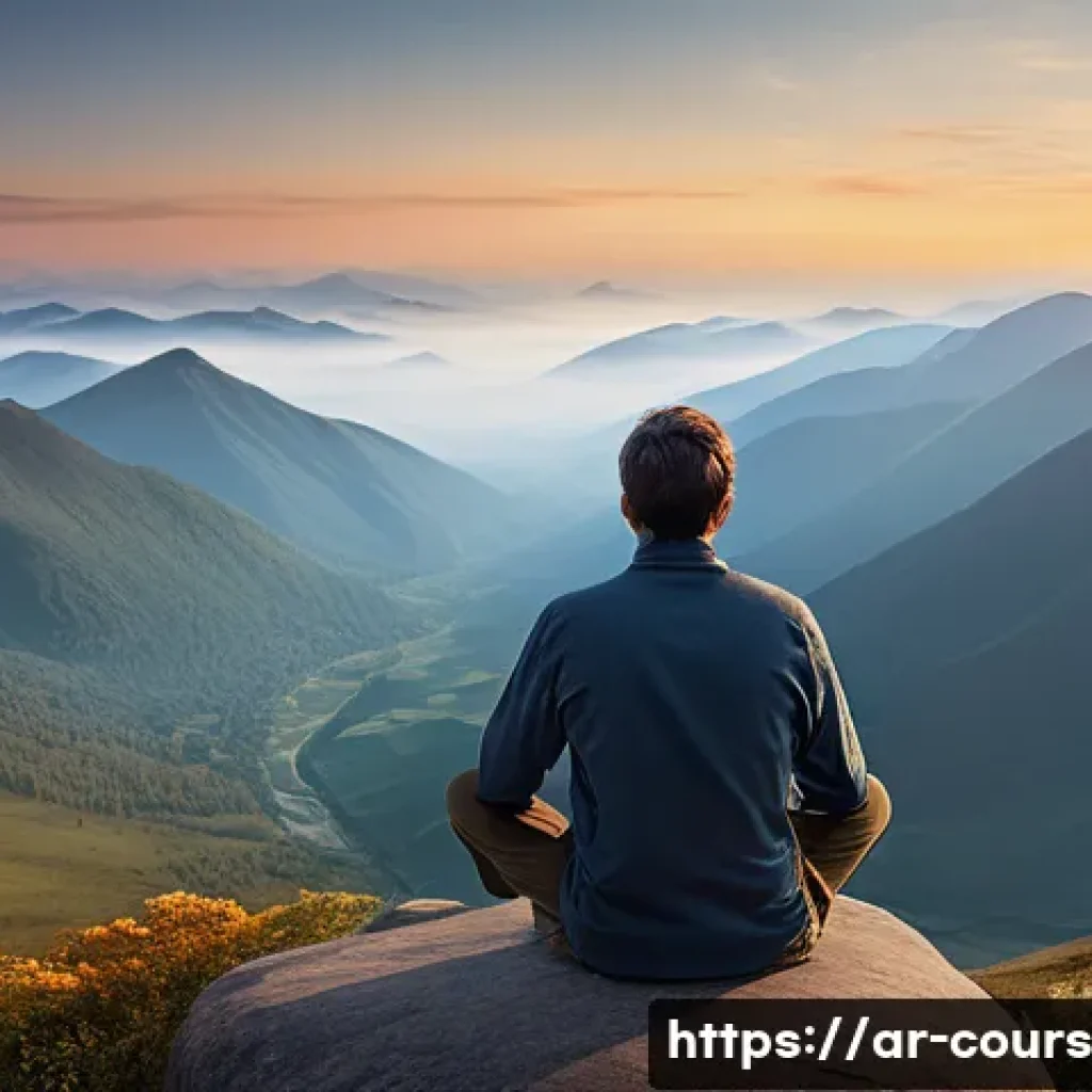 야외 교육의 감정적 지능 개발 기법 - A serene individual, fully clothed in comfortable, loose-fitting hiking attire including long pants ...