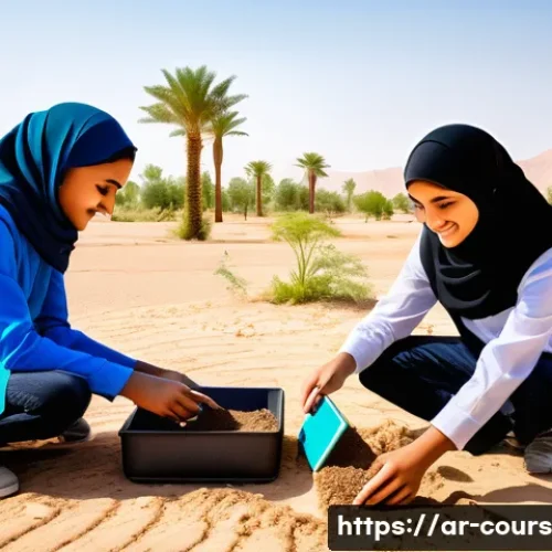 Home 30 야외 학습과 STEM 교육의 융합 - A group of diverse Arab students wearing casual outdoor clothes and modest attire with some girls we...